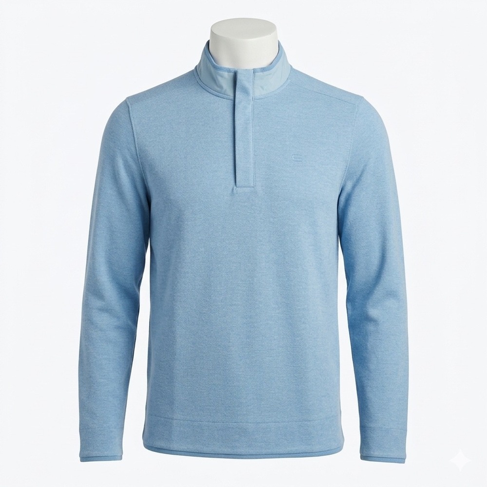 Three Sixty Six Pullover Mens XL Blue Snap Mock Neck Ribbed Golf Performance Top